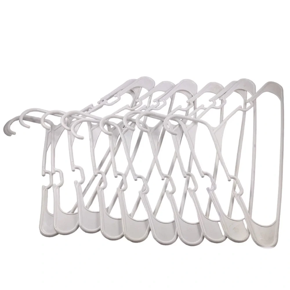 10 White Plastic Hangers for Dresses, Tops and Sweaters